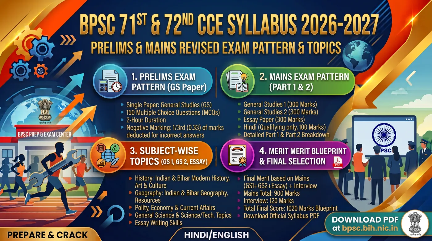 BPSC 71st & 72nd CCE Syllabus 2026-2027