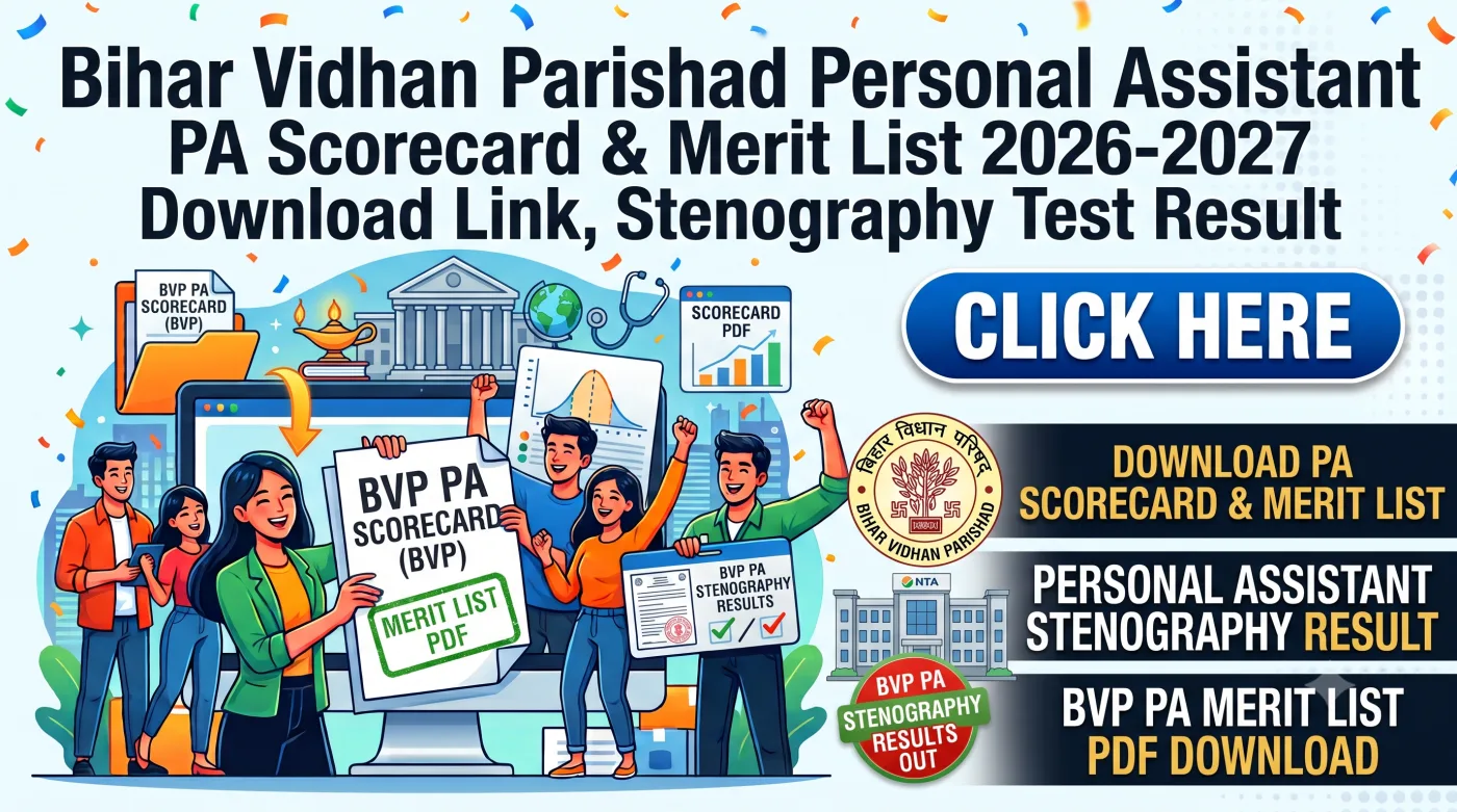 Bihar Vidhan Parishad Personal Assistant PA Scorecard & Merit List 2026-2027
