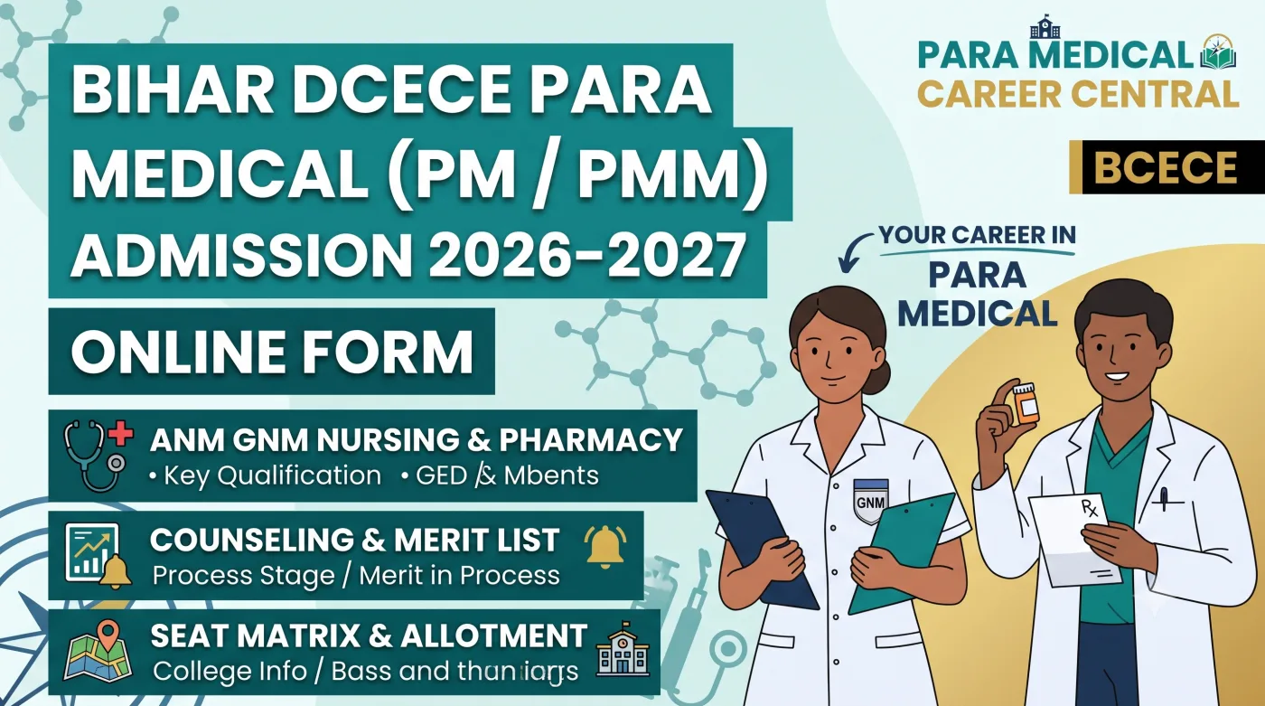 Bihar DCECE Para Medical (PM PMM) Admission 2026-2027 Bihar DCECE Para Medical (PM PMM) Admission 2026-2027