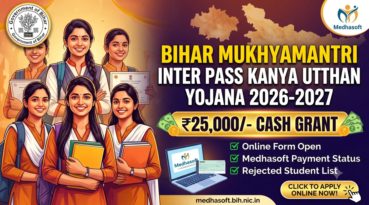 Bihar Mukhyamantri Inter Pass Kanya Utthan Yojana 2026-2027 Bihar Mukhyamantri Inter Pass Kanya Utthan Yojana 2026-2027