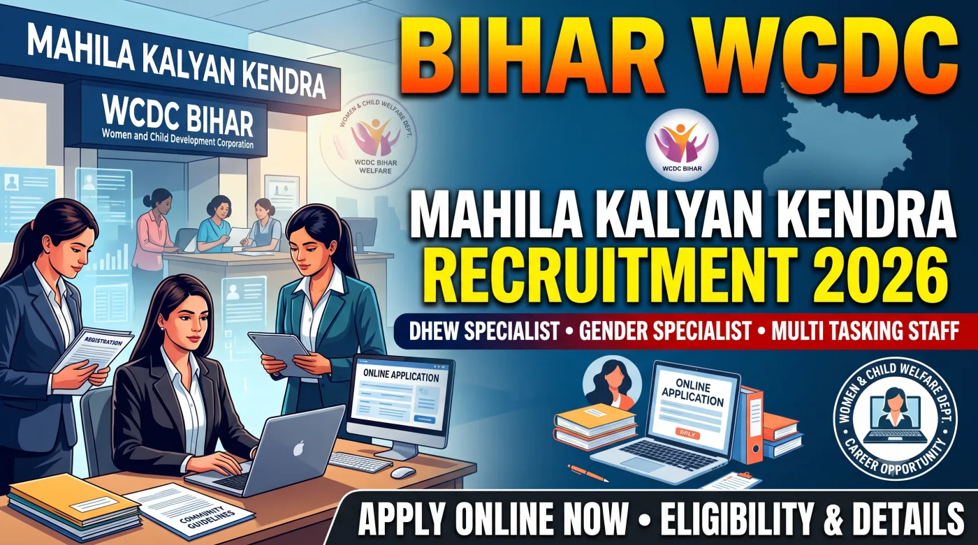Bihar WCDC Mahila Kalyan Kendra Recruitment 2026