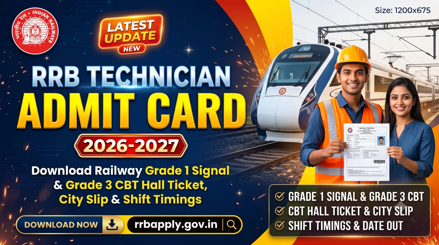 RRB Technician Admit Card 2026-2027 RRB Technician Admit Card 2026-2027