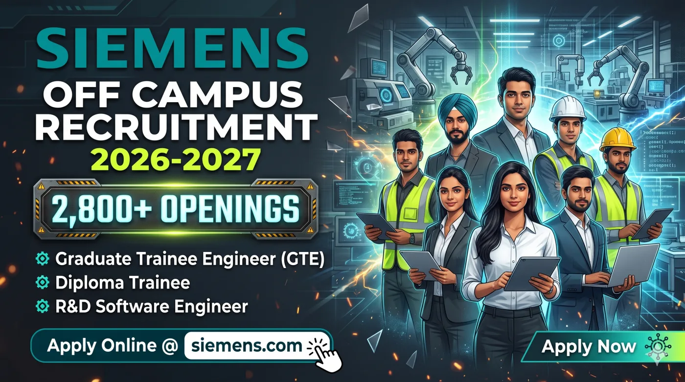 Siemens India Off Campus Recruitment 2026-2027 Siemens India Off Campus Recruitment 2026-2027