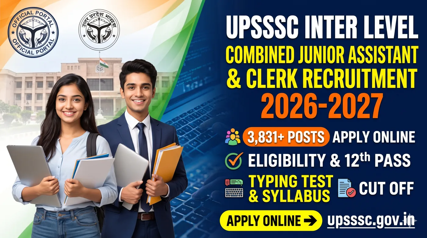UPSSSC Inter Level Combined Junior Assistant & Clerk Recruitment 2026-2027 UPSSSC Inter Level Combined Junior Assistant & Clerk Recruitment 2026-2027