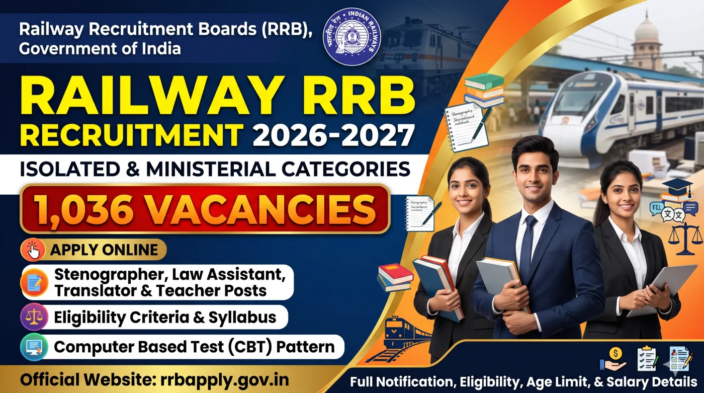 Railway RRB Isolated & Ministerial Categories Recruitment 2026-2027 Railway RRB Isolated & Ministerial Categories Recruitment 2026-2027