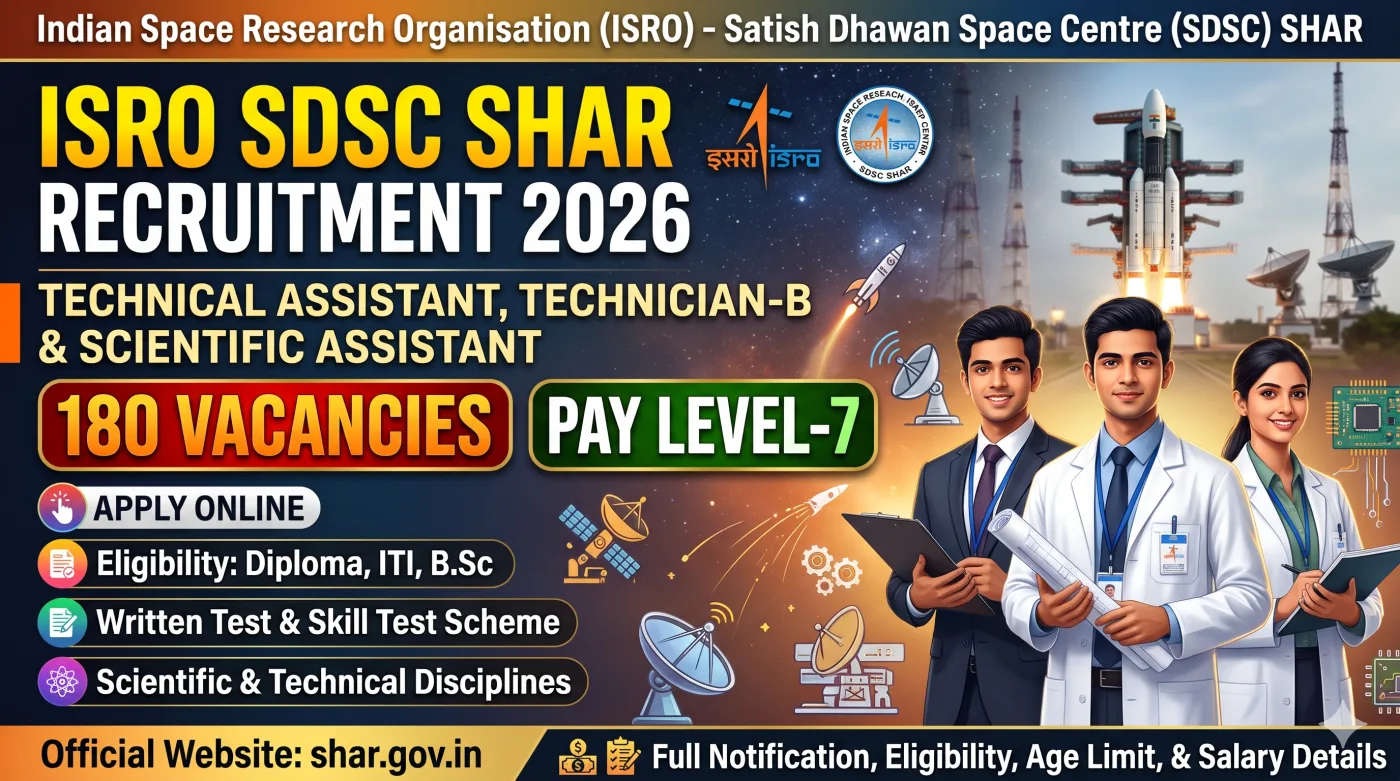 ISRO SDSC SHAR Recruitment 2026 ISRO SDSC SHAR Recruitment 2026