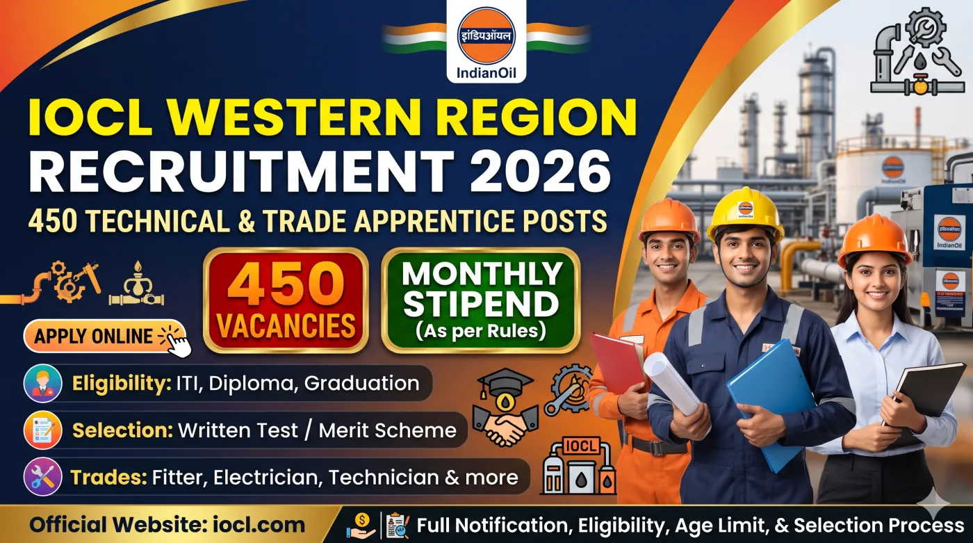 IOCL Western Region Apprentice Recruitment 2026 IOCL Western Region Apprentice Recruitment 2026