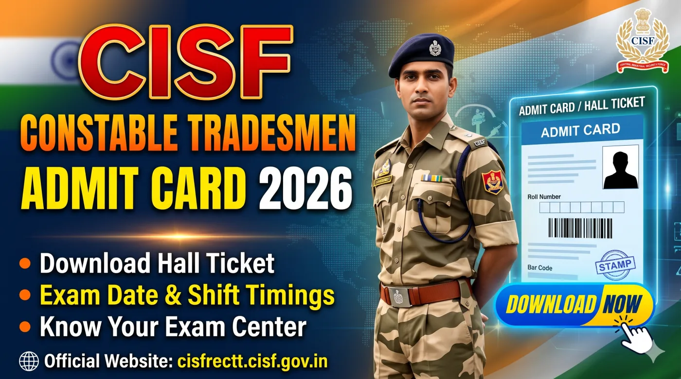CISF Constable Tradesmen Admit Card 2026 CISF Constable Tradesmen Admit Card 2026
