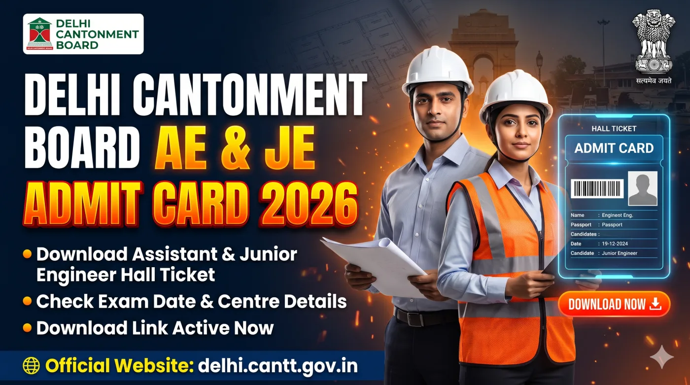 Delhi Cantonment Board DCB AE and JE Admit Card 2026