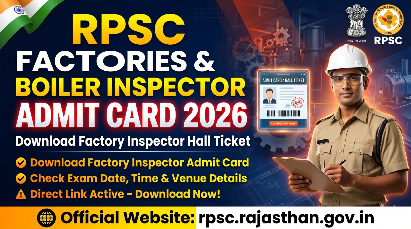 RPSC Factories & Boiler Inspector Admit Card 2026 RPSC Factories & Boiler Inspector Admit Card 2026