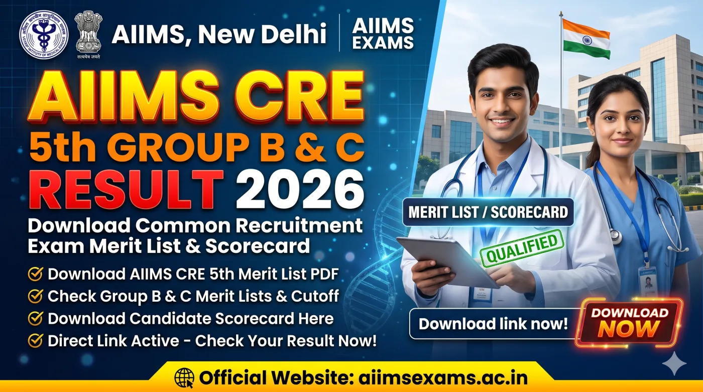 AIIMS CRE 5th Group B and C Result 2026 AIIMS CRE 5th Group B and C Result 2026
